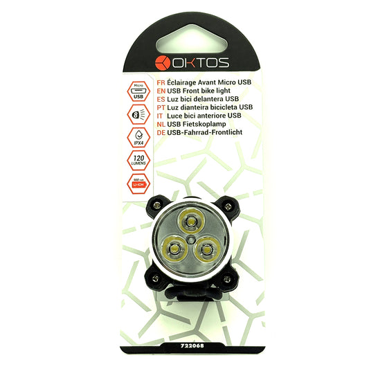 ECLAIRAGE VELO AVANT RECHARGEABLE USB OKTOS