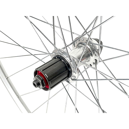 ROUE ARRIERE 28 DOUBLE PAROI CASSETTE ARGENT
